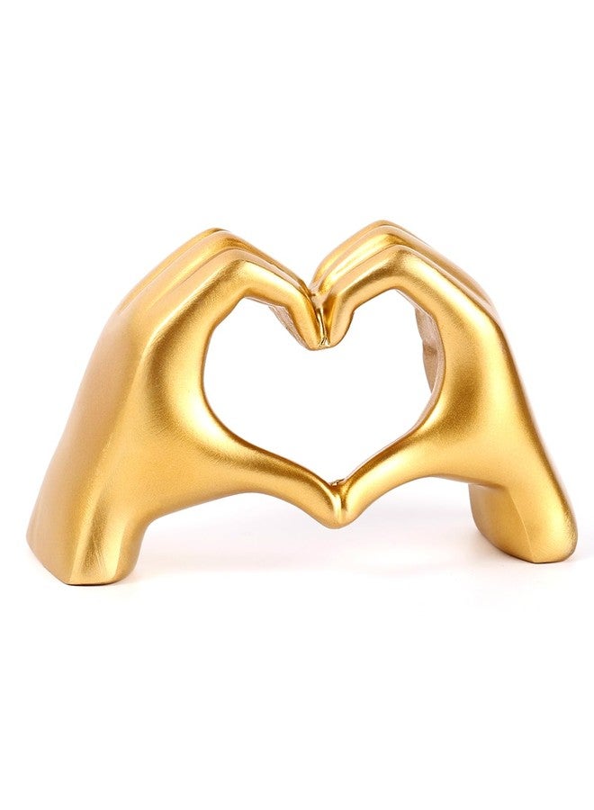Joogour Heart Hands Sculpture-Gold Shelf Decor for Living Room, Love Finger Statue Modern Aesthetic Unique Accent Decor Bedroom Knick Knacks -Gifts for Wedding Christmas Birthday(Gold) - Image 1